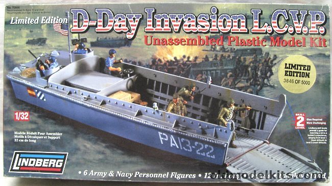 Lindberg 1/32 LCVP Landing Craft Vehicle Personnel D-Day Invasion, 70866 plastic model kit